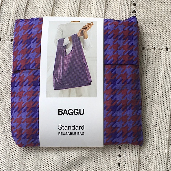 BAGGU Handbags - BAGGU Blue Tweed Reusable Shopping Bag Tote Purse Standard Size NEW